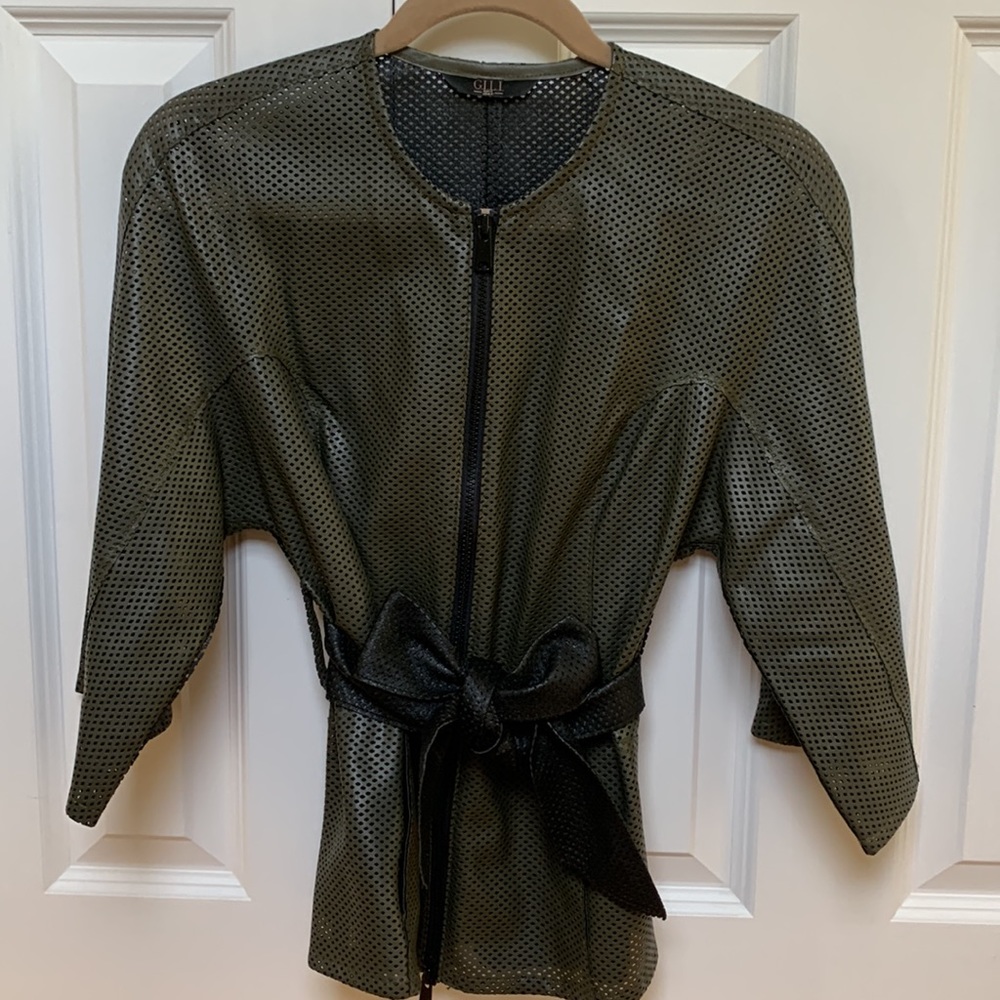 Faux Leather Perforated Blazer